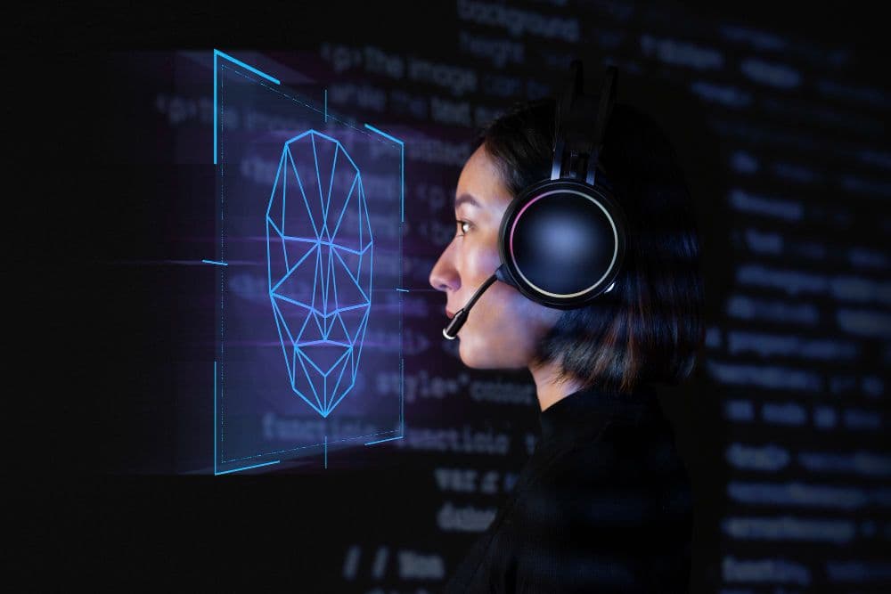 female-programmer-scanning-her-face-with-biometric-security-technology-virtual-screen-digital-remix