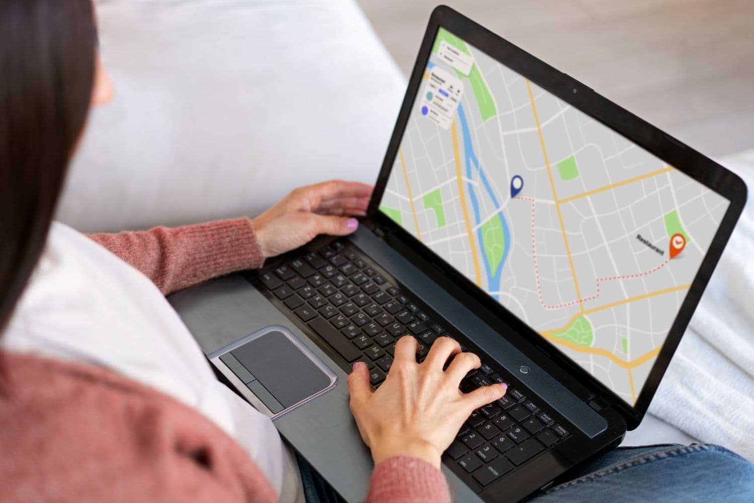 laptop with google maps